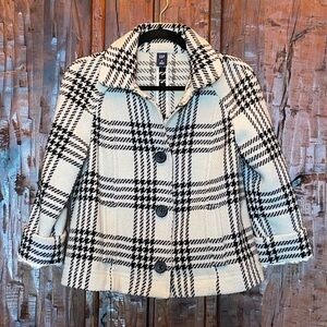 Gap wool blended short coat. Black/white. Size Medium